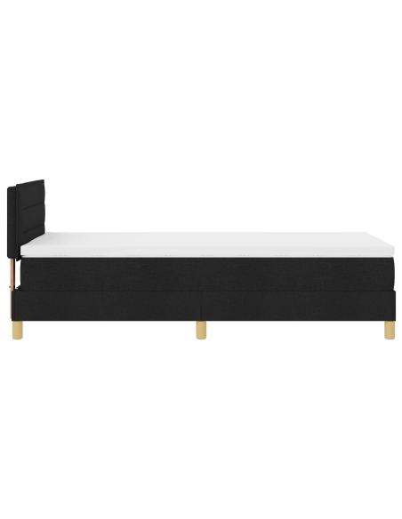 Letto a Sorgente LED con materasso Nero 90 x 190 cm Tessuto