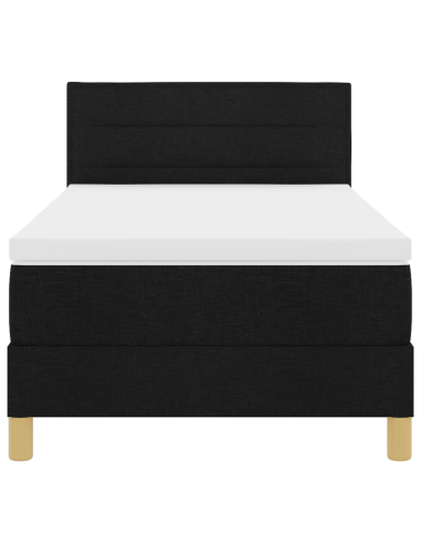 Letto a Sorgente LED con materasso Nero 100 x 200 cm Tessuto