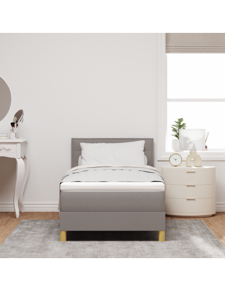 Letto a box spring con materasso e LED tortora 100x200 cm tessuto