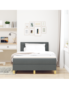 Letto a Sorgente LED con led Grigio scuro 120 x 200 cm Tessuto