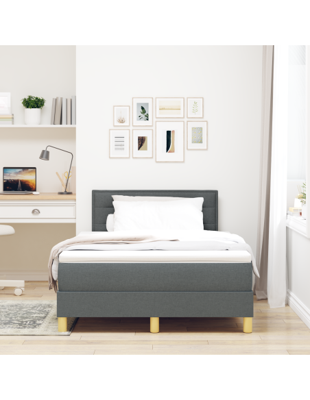 Letto con Box Spring con Materasso & LED Grigio Scuro 120x200 cm Tessuto