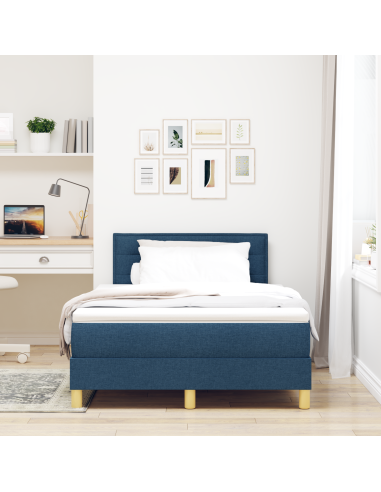 Letto a Sorgente LED con materasso Blu 120 x 200 cm Tessuto