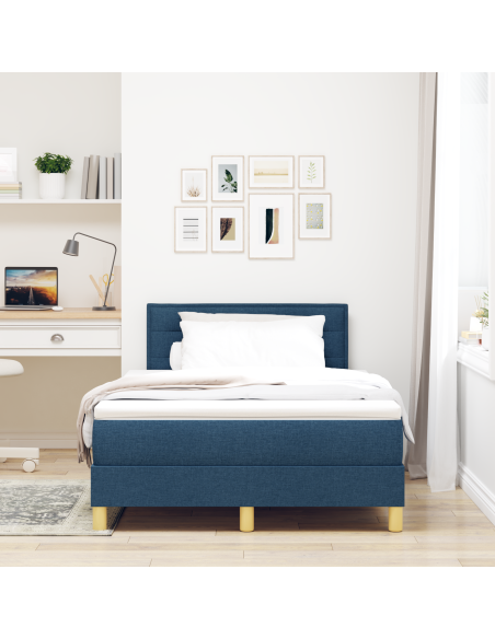 Letto a Molle con Materasso e LED Blu 120x200 cm Tessuto