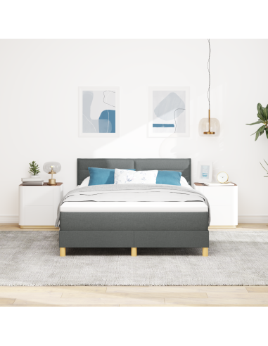 Letto a Sorgente LED con led Grigio scuro 140 x 190 cm Tessuto