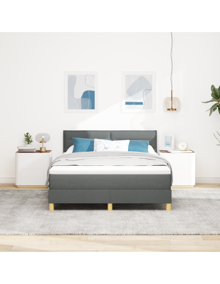 Letto a Rete Sommier con Materasso & LED Grigio Scuro 140x190 cm Tessuto
