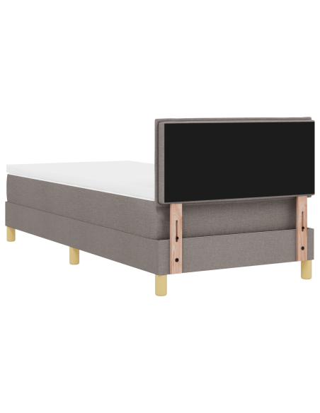 Letto a box spring con materasso e LED tortora 100x200 cm tessuto
