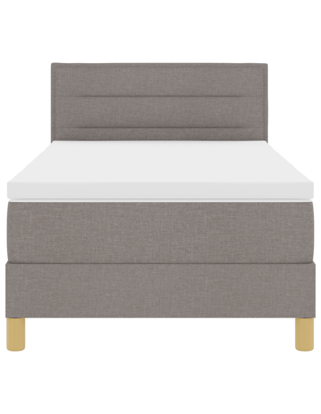 Letto a box spring con materasso e LED tortora 100x200 cm tessuto