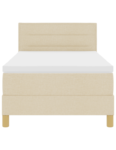 Letto Box Spring con Materasso & LED Panna 100x200 cm Tessuto