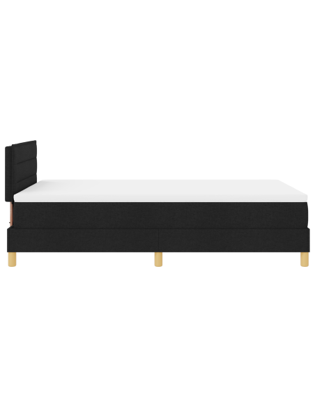 Letto a Sorgente LED con materasso Nero 120 x 190 cm Tessuto