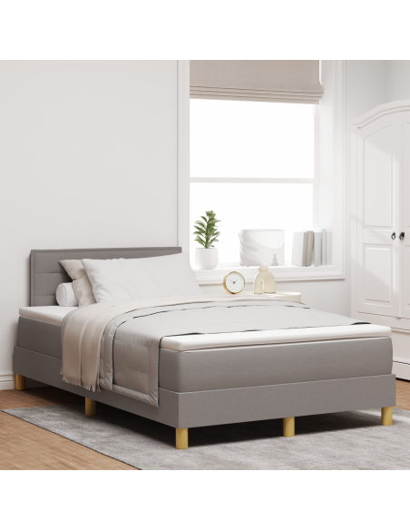 Letto Box Spring con Materasso & LED Tortora 120x200 cm Tessuto