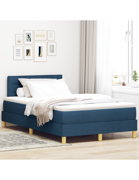 Letto a Molle con Materasso e LED Blu 120x200 cm Tessuto
