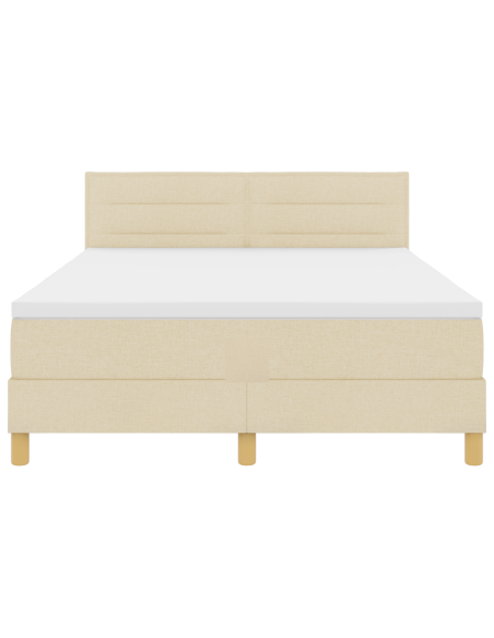 Letto con Box Spring con Materasso & LED Panna 140x190 cm Tessuto