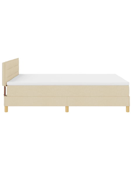 Letto con Box Spring con Materasso & LED Panna 140x190 cm Tessuto