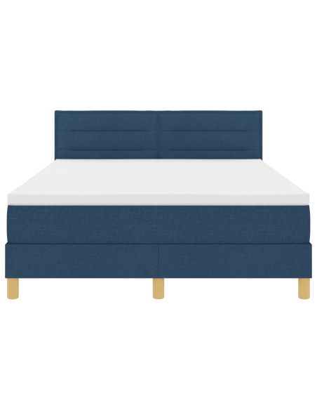 Letto Box Spring con Materasso & LED Blu 140x190 cm in Tessuto