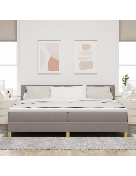 Letto a Molle con Materasso & LED Tortora 200x200 cm Tessuto