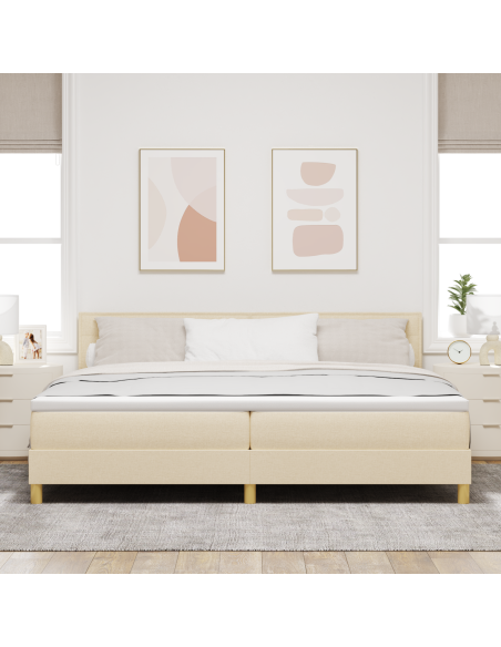 Letto a molle con materasso e LED Panna 200x200 cm Tessuto