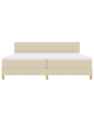 Letto a Sorgente LED con materasso Crema 200 x 200 cm Tessuto