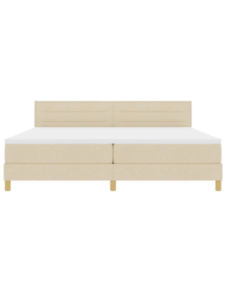 Letto a Sorgente LED con materasso Crema 200 x 200 cm Tessuto
