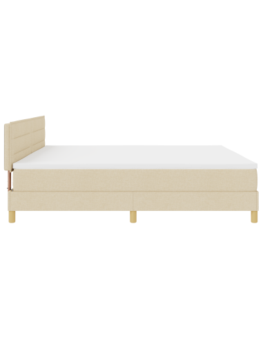 Letto a Sorgente LED con materasso Crema 200 x 200 cm Tessuto