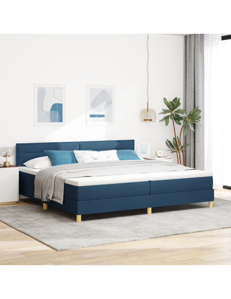 Letto con Rete a Molle con Materasso & Luce LED Blu 200x200 cm Tessuto