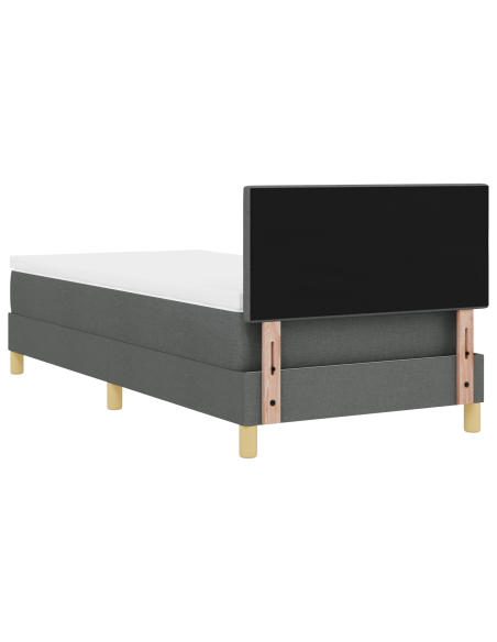 Letto con Rete a Doghe e Materasso & LED Grigio Scuro 80x200 cm in Tessuto