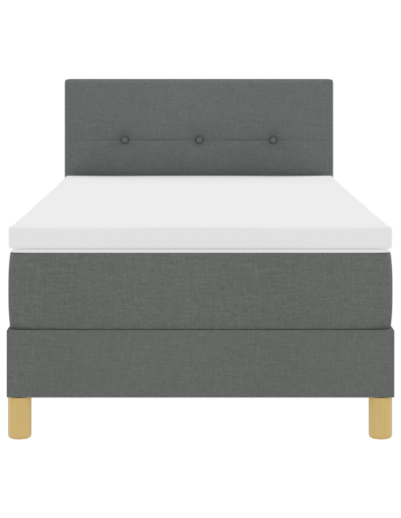 Letto con Rete a Doghe e Materasso & LED Grigio Scuro 80x200 cm in Tessuto