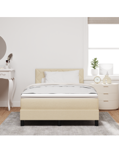 Letto a molle con materasso con led Crema 120 x 190 cm Tessuto