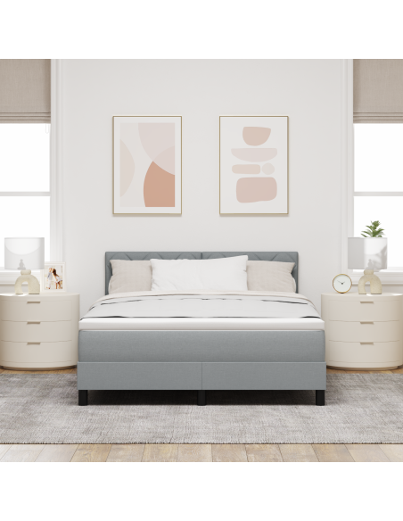 Letto con Rete a Molle e Materasso & LED Grigio Chiaro 140x190 cm Tessuto