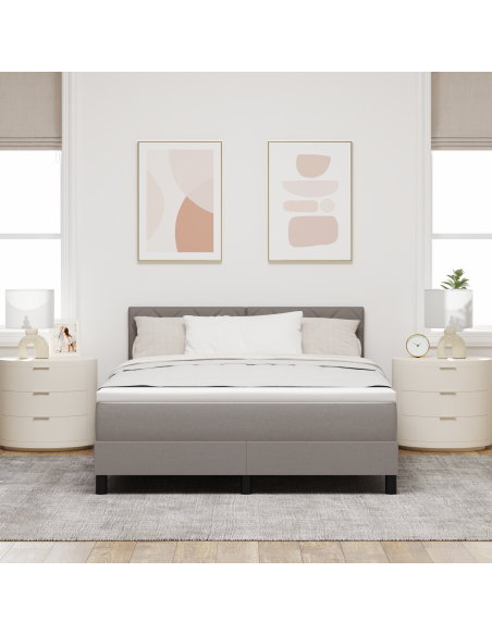 Letto Box Spring con Materasso & LED Taupe 140x190 cm Tessuto