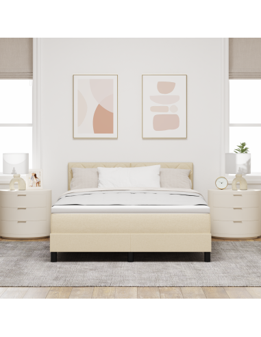 Letto a molle con materasso con led Crema 160 x 200 cm Tessuto