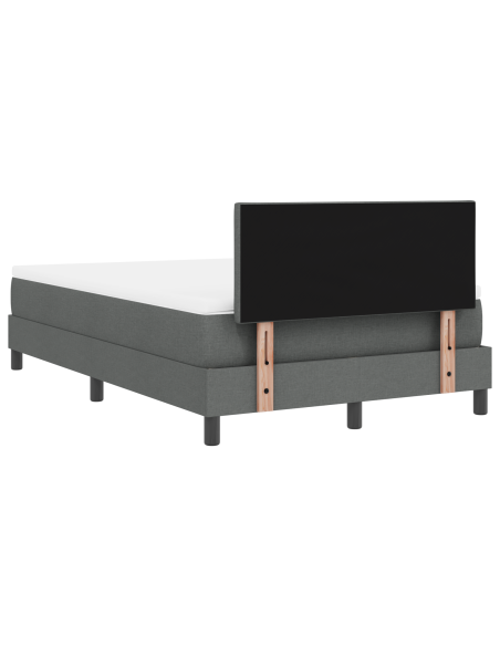 Letto box spring con materasso e LED grigio scuro 120 x 190 cm tessuto