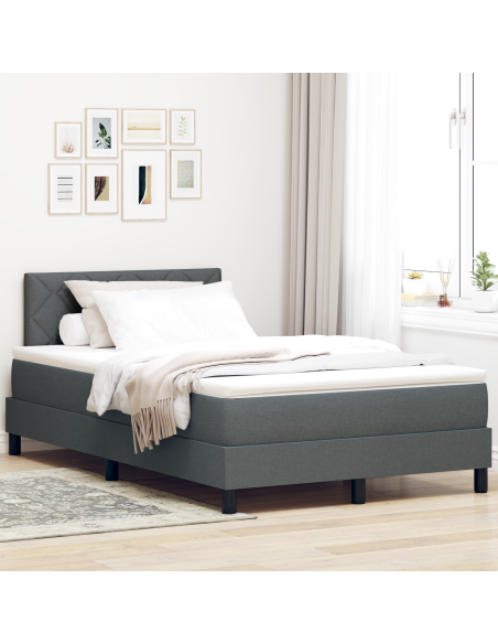 Letto box spring con materasso e LED grigio scuro 120 x 190 cm tessuto