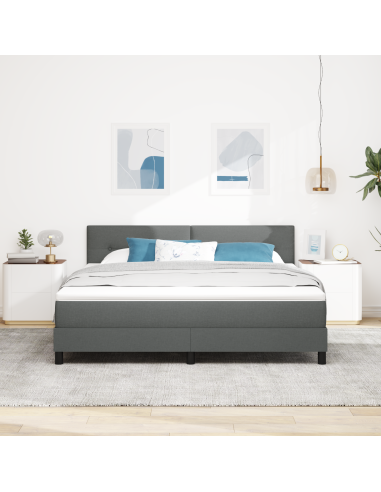 Letto a molle con materasso Grigio scuro 180 x 200 cm Tessuto