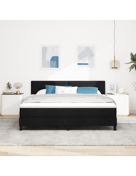 Letto Box Spring con Materasso & LED Nero 180x200 cm Tessuto