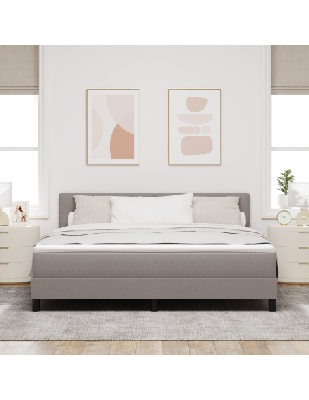 letto box spring con materasso e LED taupe 180x200 cm in tessuto