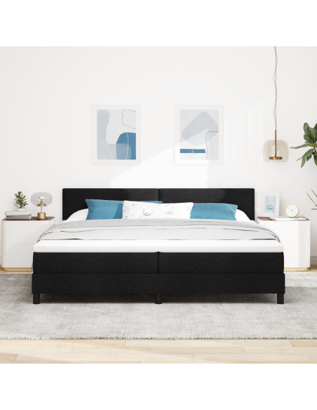 Letto con Rete A Doghe con Materasso & LED Nero 200x200 cm Tessuto