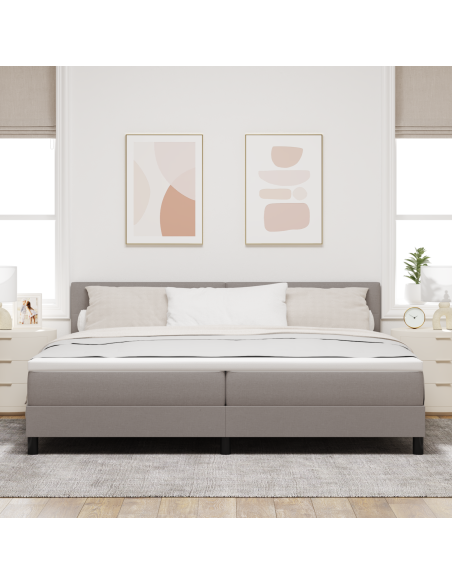 Letto a molle con materasso e LED Taupe 200x200 cm in tessuto