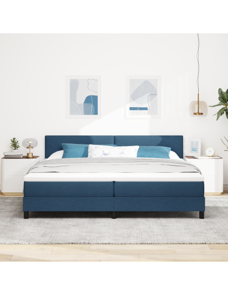 Letto con Box Spring e Materasso & LED Blu 200x200 cm Tessuto