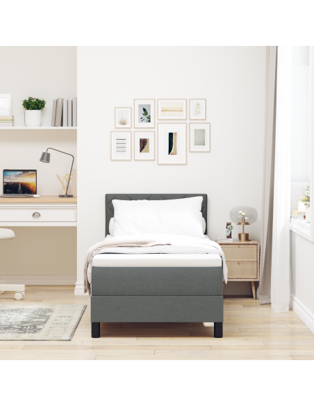 Letto Box Spring con Materasso & LED Grigio Scuro 80x200 cm Tessuto