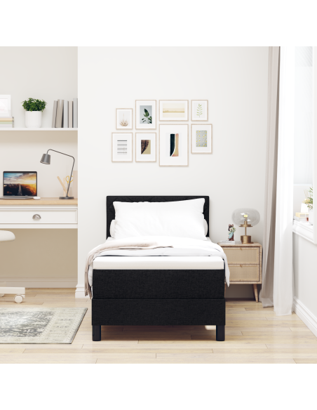 Letto Box Spring con Materasso & LED Nero 80x200 cm Tessuto