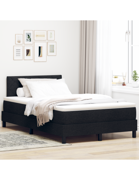 Letto con Rete a Molla con Materasso & Luce LED Nera 120x200 cm Tessuto