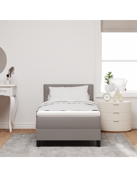 Letto con Rete a Molle e Materasso & Luce LED Taupe, 90x200 cm in Tessuto