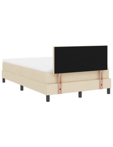 Letto a Box Spring con Materasso e Luce LED Color Crema 120x200 cm in Tessuto