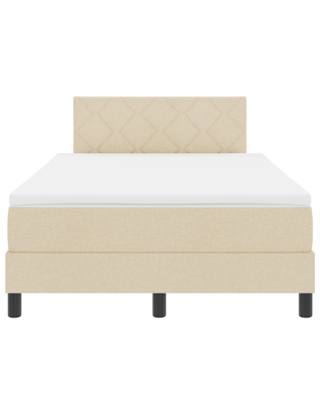 Letto a Box Spring con Materasso e Luce LED Color Crema 120x200 cm in Tessuto
