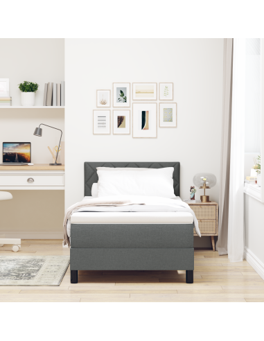 Letto a molle con materasso Grigio scuro 100 x 200 cm Tessuto