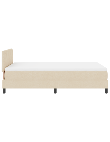 Letto a Box Spring con Materasso e Luce LED Color Crema 120x200 cm in Tessuto