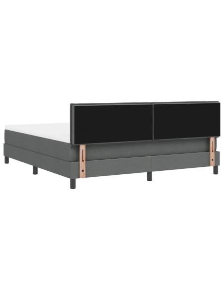 Letto box spring con materasso e LED grigio scuro 180x200 cm tessuto