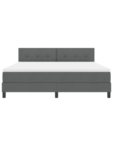Letto box spring con materasso e LED grigio scuro 180x200 cm tessuto