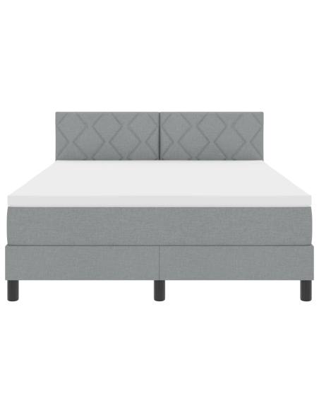Letto con Rete a Molle e Materasso & LED Grigio Chiaro 140x190 cm Tessuto