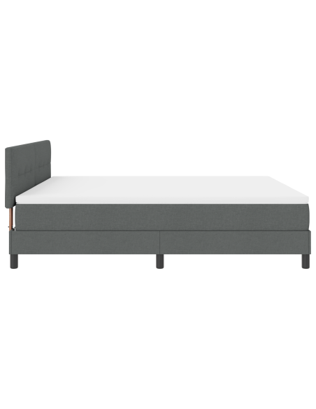 Letto box spring con materasso e LED grigio scuro 180x200 cm tessuto
